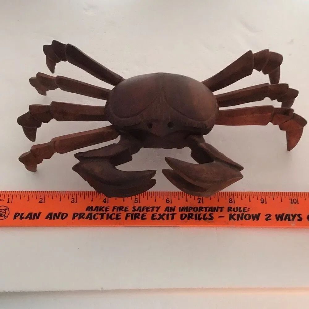 Carved teak or mahogany, vintage crab